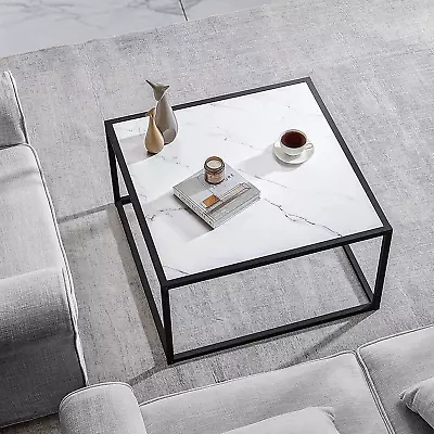 Marble Coffee Table Small Square Coffee Tables Modern Center Table For Living Ro • $91.99