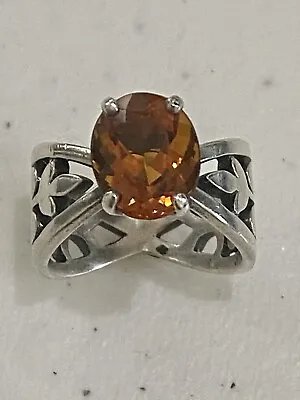 James Avery Retired Silver Adorned Floral Citrine Ring Size 7 • £632.52