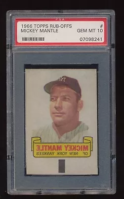 PSA 10  1966 Topps Rub-Offs Mickey Mantle  Gem Mint • $1199.99