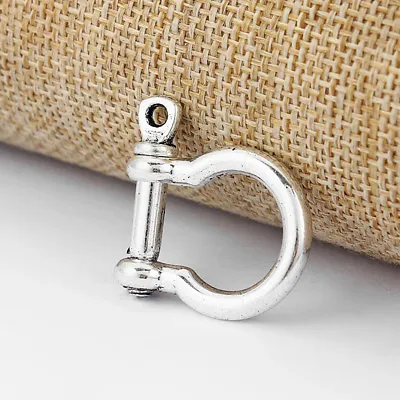 3PCS Antique Silver Bow Shackle Clasp With Screw Pin 10mm For Paracord Bacelet • $4.59
