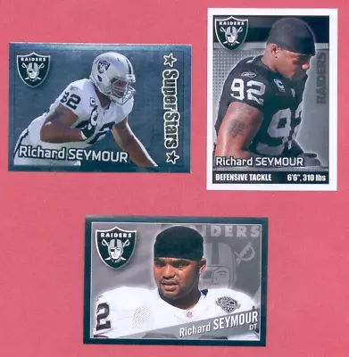 2011-2012 Panini RICHARD SEYMOUR Oakland Raiders 3-Card Sticker Lot • $3