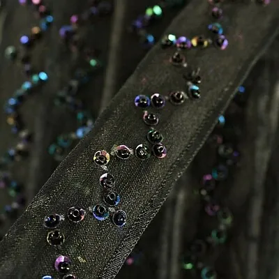 Sequin Trim Black AB Sequins Lace Fabric Costumes Dress Crafts ST73 • £2.50