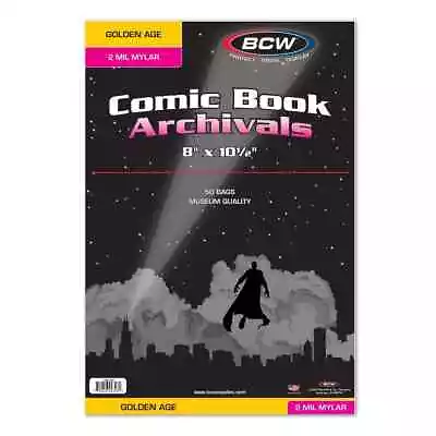 100 BCW Comic Book Archivals Golden Age (2 Packs 50 Bags) 2 Mil Mylar • $64.95