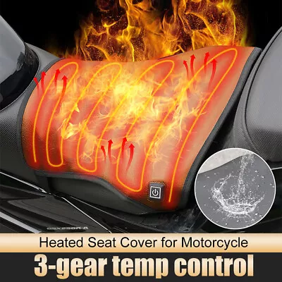 Motorcycle Heated Seat Cushion Electric Bikes Heating Seat Cover 3-Gear Seat Pad • $56.05