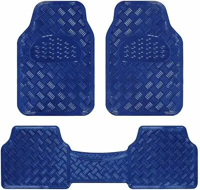 CarXS 3pc Heavy Duty Blue Metallic Floor Mats For Car All Weather Shiny Bright • $32.90