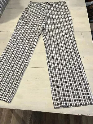 Phat Farm Plaid White Gray & Yellow Flat Front Pants Size 34 • $12.75