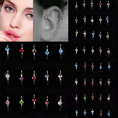 $4.87 • Buy 40PCS Bulk Multi Stainless Steel Crystal Nose Studs Ring Hoop Body Piercing.AU