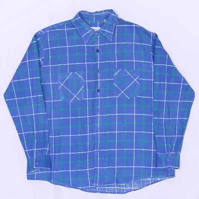 C5505 VTG Bud Berman Men's Flannel Plaid Cotton Long Sleeve Shirt Size XL • $19.99