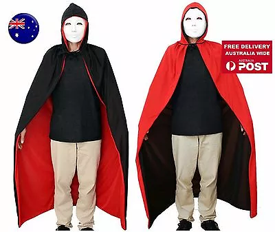 Woman Girl Boy Halloween Cape Cloak Vampire Witch Fancy Costume Black/red 150cm • $11.66