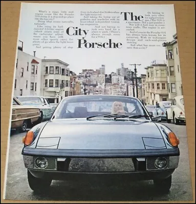 1973 Porsche 914 Print Ad Car Automobile Advertisement Vintage The City 8.25x11 • $12.39