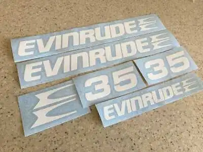 Evinrude Vintage Outboard Decals 35 HP Die-Cut FREE SHIP + FREE Fish Decal! • $16