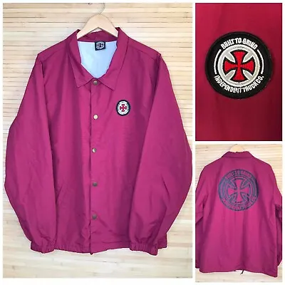 Independent Truck Co Jacket Mens L Large Red Coach Windbreaker Skateboarding • $39.99