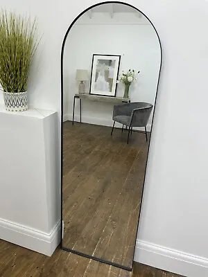 £110 • Buy FULL LENGTH BLACK CONTEMPORARY ARCHED METAL MIRROR 150x50cm (1327)