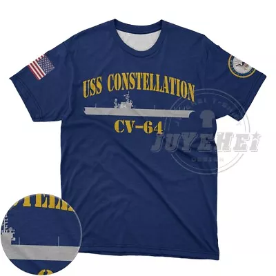 USS CONSTELLATION CV-64 T-shirt Men's Casual Tshirts Short Sleeve Shirts Top Tee • $26.98