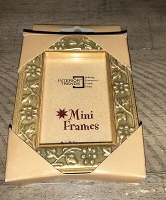 Furio Home Mini Gold Tone  Picture Frame 2X3  Floral Scroll NIP • $7.95