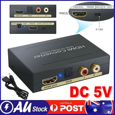 HDMI To HDMI Audio Extractor Splitter SPDIF Optical RCA Stereo Analog Converter • $19.79