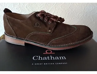 Chatham Drifter *size UK11 EU45* Country Range Wingtip Brown Suede-leather Shoes • £36.98