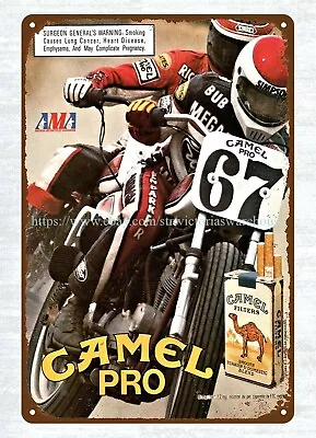 1986 MOTORCYCLE RACING  Cigarettes Metal Tin Sign Cafe Bar Wall Decor • $18.88