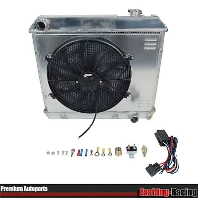 3 Row Radiator + Fan Shroud +Relay Kit For 63-66 Chevy C/K C10/C20/C30 Pickup V8 • $181.88