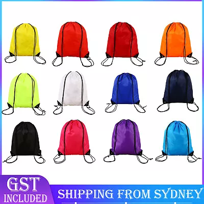 1X Backpack Sport Pack String Tote Gym Bag Cinch Sack School Drawstring Capacity • $5.45