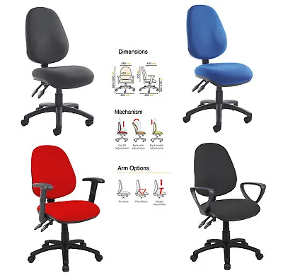 Office Chair Adjustable Height PC Home Operators 2 Lever PCB Wheels Padded Seat • £74.99