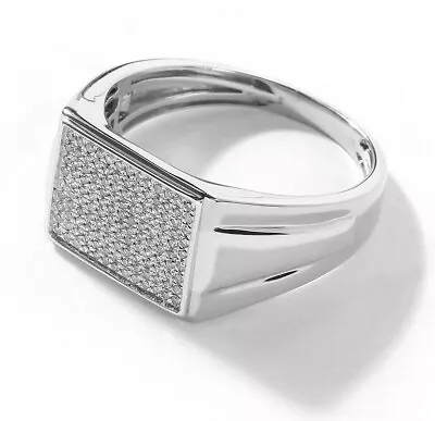 10K White Gold 0.30CT TW Diamond Cluster Ribbed Shank Men's Ring • $559.99