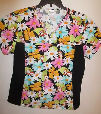 Disney Chip & Dale Scrub Top Floral Daisy XL - 46  Chest • $12.99