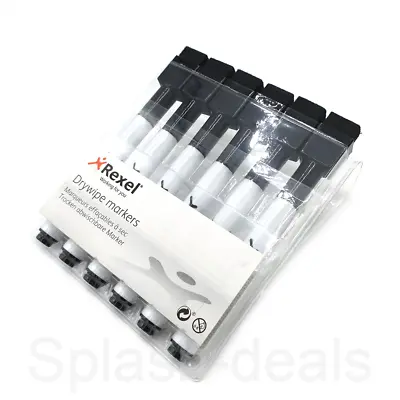 £3.99 • Buy Rexel Dry Wipe Erase White Board Marker Pens - Magnetic Pens - Black Pack Of 6