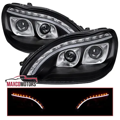 Black Projector Headlights Fits 1998-2006 Benz W220 S320 S500 S600 LED Strip • $298.49