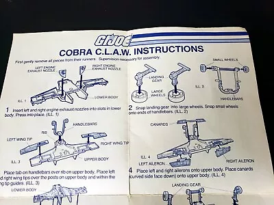 1983 Gi Joe~~c.l.a.w.~covert Light Arial Weapon Instructions!~~vgc!~~ • $4