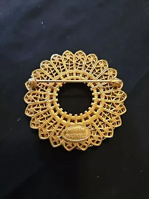 Vintage Signed MIRIAM HASKELL Gold Filigree Rope BROOCH Very Rare  • $39.99