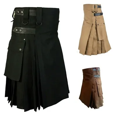 Scottish Men Traditional Highland Dress Utility Kilt Pleated Tartan Wrap Skirts • $44.64