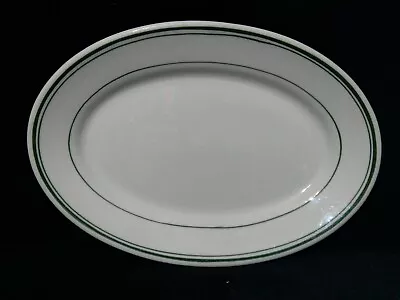 Sterling Vitrified China Restaurant Ware Platter Green Stripe 11.5 L X 8 W Vntg • $8.99