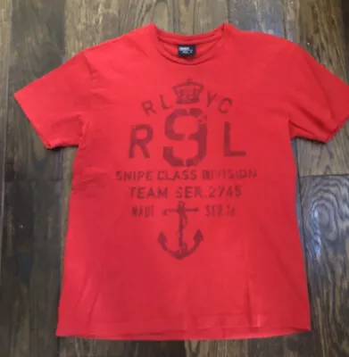 Mens Polo By Ralph Lauren Nautical Anchor T Shirt Small Red Cotton RL • $9.99