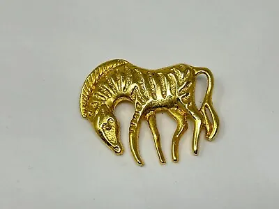 Vintage Goldtone Zebra Brooch Pin • $16