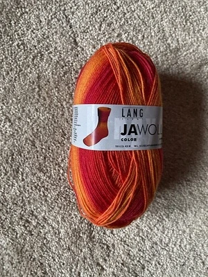 $8.50 • Buy 1 Skein Lang Yarns Superwash Jawoll In Orange Self Striping, 420 Yards