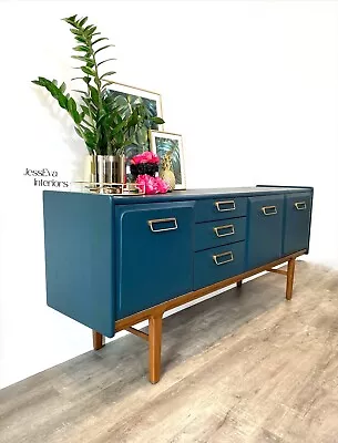 Midcentury Nathan SIDEBOARD / DRINKS COCKTAIL CABINET / TV UNIT In Dark Teal. • £1095