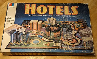 Vintage 1987 Milton Bradley MB HOTELS Real Estate Board Game 100% Complete • £40.38