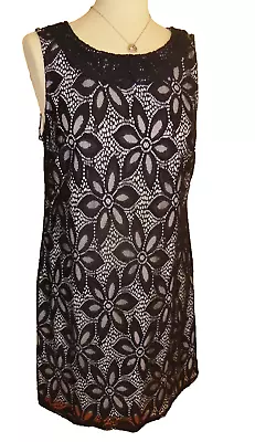 F&f Limited Edition Black & White Lace Dress Size 12-14 Sleeveless • $7.40