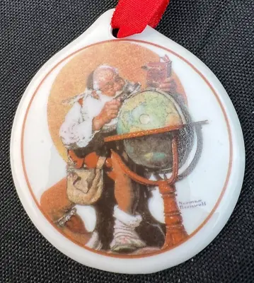 Norman Rockwell Santa At The Globe Ceramic Ornament JC Penney 1990s 1995 Vintage • $4.99