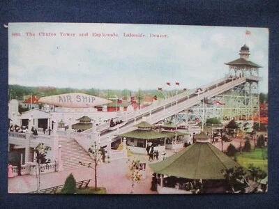 $7.50 • Buy 1909 Denver Colorado Lakeside Amusement Park Chutes Tower Air Ship Etc Postcard