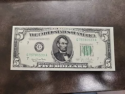 1950 Chicago IL $5 Federal Reserve Note Bill Five Dollar NICE • $10.50