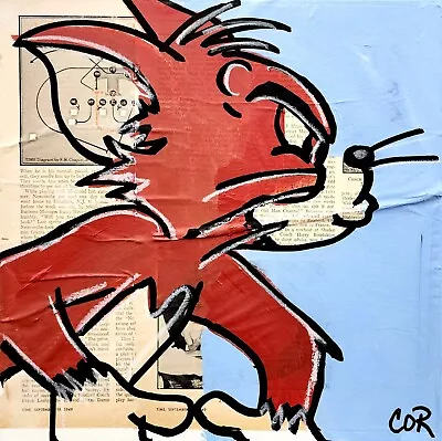 Corbellic Expressionism 12x12 Tom Jerry Vintage Cartoon Signed New Canvas Art • $0.98