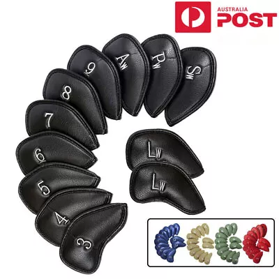 $27.99 • Buy 12PCS/Set Golf Head Cover PU Leather Iron Club Putter Cover Protector Set