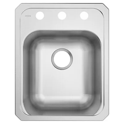 MOEN 2000 Series 17” Drop In Single Basin Stainless Steel Bar Sink-GS204573BQ • £77.16