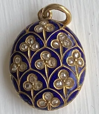 Antique Enamel And Diamond 15ct Gold Pendant Victorian With Insurance Valuation • £850