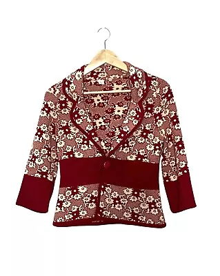 Anthropologie Moth Red & Beige Floral Sweater Size Small RARE • $70