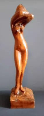 Rare Art Deco/Modernist/Brutalist Carved Wood Naked Female Figure - Hagenauer? • £40