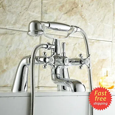 Traditional Victorian Bath Filler Shower Mixer Tap Handset Bathroom Bathtub Taps • £14.54