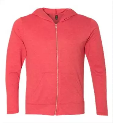 Mens T Shirt Zipper Hoodie - Long Sleeve -Light Weight 4.8 OZ (Kangaroo Pocket ) • $15.99